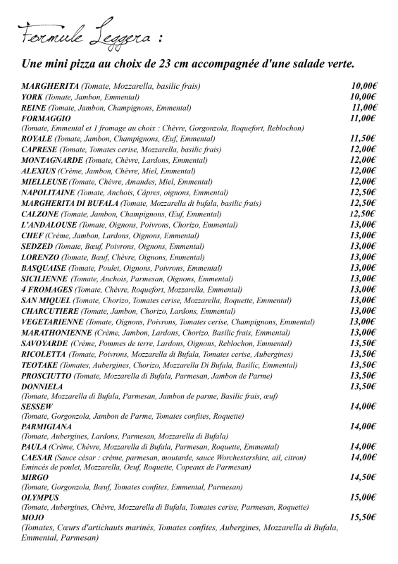 La Carte - Le Synopsis - Restaurant Avignon - restaurant Italien AVIGNON